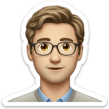 young russian professor no facial hair with brown hair sticker