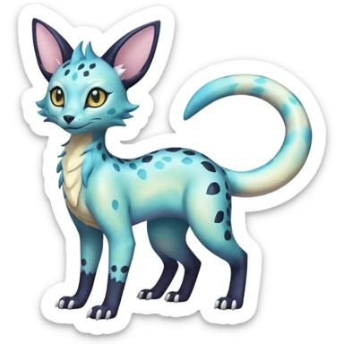 Shiny Pastel White Iridescent Celestial Salandit-Umbreon-Genet-Noivern-Noibat-Serval-Hybrid (Full body) sticker