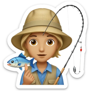 Someone fishing a fish. sticker