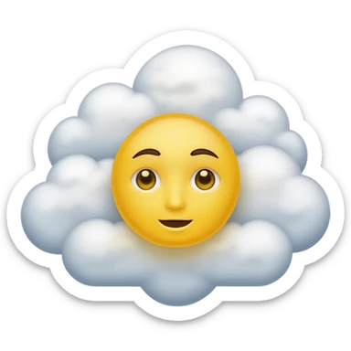 Face in clouds yellow circle and black eyes and remove a mouth and move in a cloud remove a mouth on face sticker