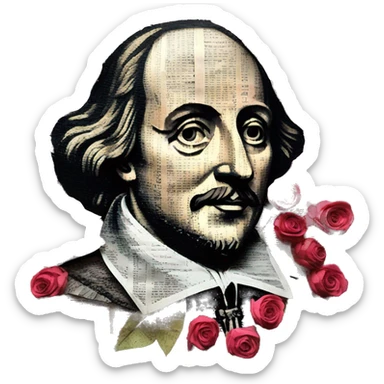Shakespeare made of newspaper cuttings 420 roses flowers sticker