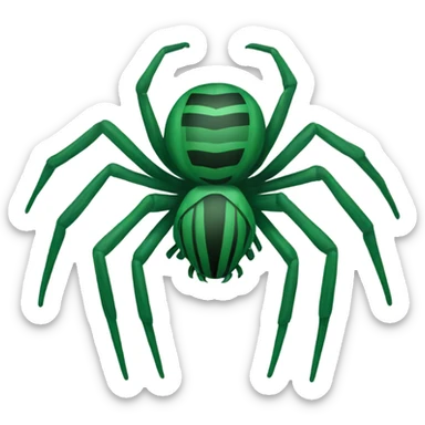 A green spider with dark green stripes on its back  sticker