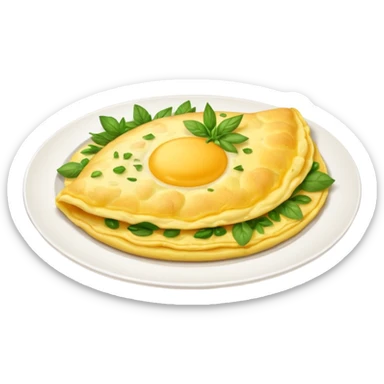 omlette on plate, some garnish on omlette sticker