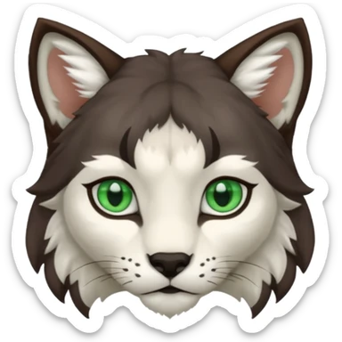 Garçon au cheveux marron foncé avec des oreilles de lynx blanc sticker