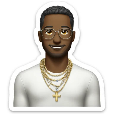 stylish male with jewelry indoors, with a cross necklace  sticker