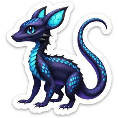 Shiny beautiful gorgeous ethereal Scaley Exotic Salandit-Umbreon-Fakémon-hybrid-creature (full body) sticker