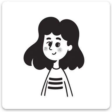 A cute hand-drawn girl named Elma with long hair and a friendly smile sticker