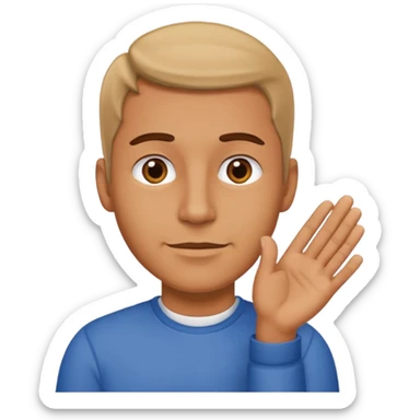 un homme qui secoue ses mains sous son menton sticker