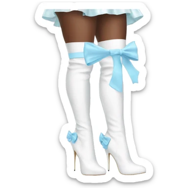 White thigh high boots with baby blue bows sticker