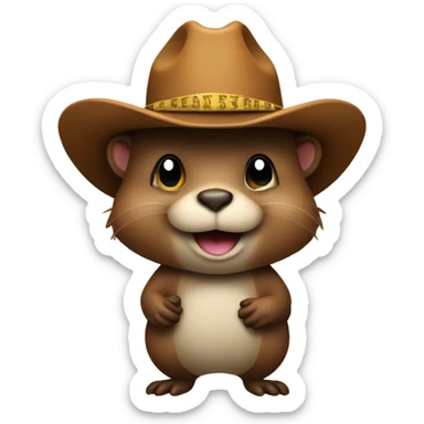 Beaver wearing a cowboy hat with cash in hand sticker