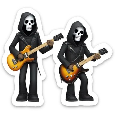 rock guitar and drums grim reaper sticker