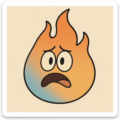 classic fire emoji with blue to orange gradient, flat style, smooth and simple, matching reference image sticker