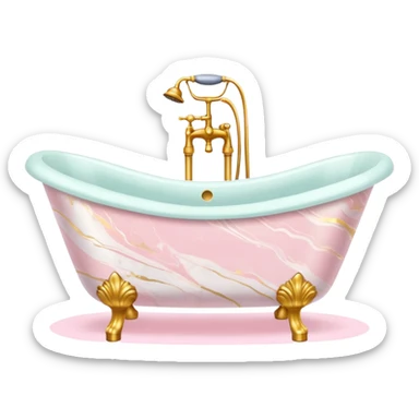 Pastel luxury marble bathtub with fancy elegant legs sticker