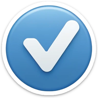 A white right ✔tick symbol on blue circle similar to verified badge sticker
