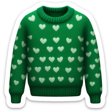 sweater pattern in the shape of a heart and color is dark green sticker