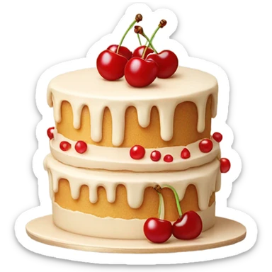 beautiful beige cake with cherries sticker