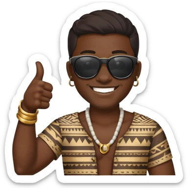 Black tribal man wearing sunglasses smiling thumbs up sticker