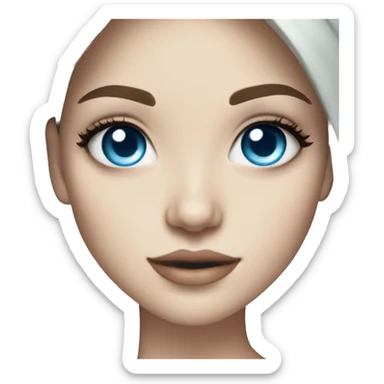 Instagram model girl with long black hair, pale skin and pretty blue eyes sticker