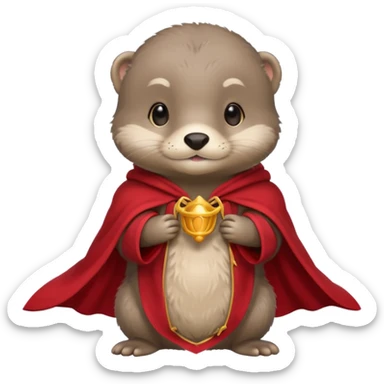 baby grey otter, in magic red cloak sticker