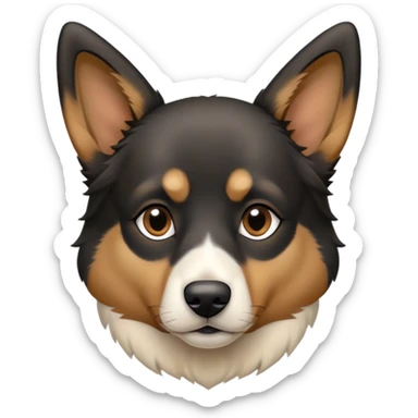 Black tan and white dog with pointy ears and Shepard face but shorter fur. Mostly black sticker