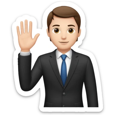 The businessman extends his hand to the side, as if he is about to take something. sticker