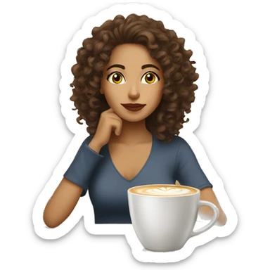 pretty latina with curly hair sipping latte  sticker
