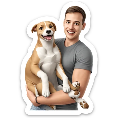 boy smiling with dog sticker
