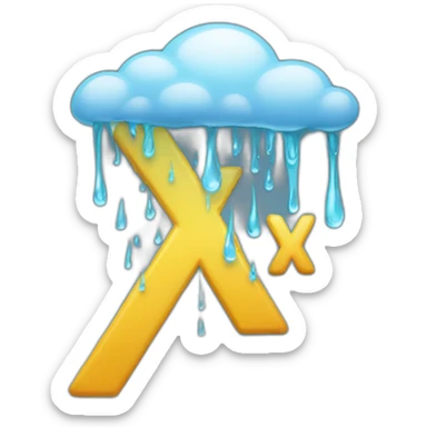 The letter X with rain drop lightning weather sticker