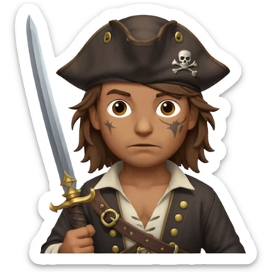 Pirate with two swords in two hands sticker