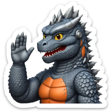godzilla saluting sticker