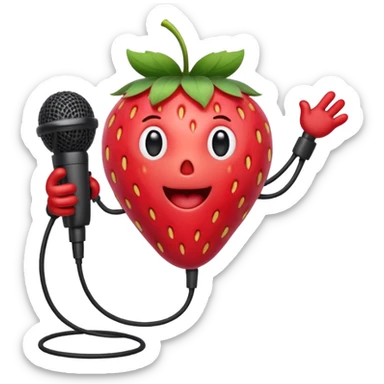 Singing Strawberry who is singing to a mic with arms and legs  sticker