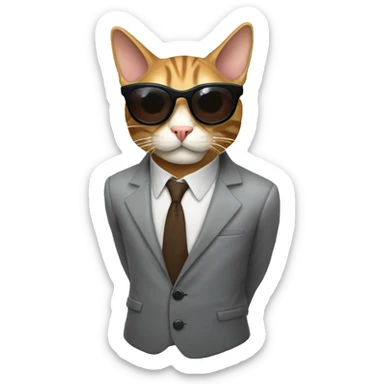 Cat with sunglasses very cool just head and his forger is up  sticker