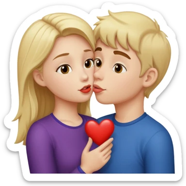 girl kissing a boy  sticker