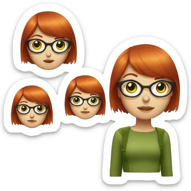 Red hair girl with green eyes with bang and glasses  sticker
