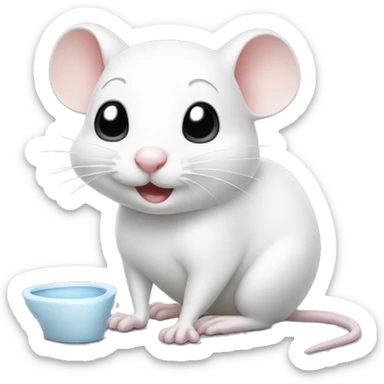 Cute white mouse using the toilet  sticker