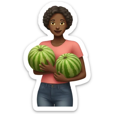Woman holding 2 melons  sticker
