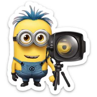  minion is filming a video for tik tok sticker