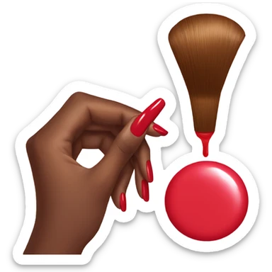 Putting red  Nail polish on sticker