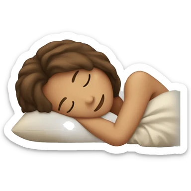 A girl with brown hair sleeping on a pillow sticker