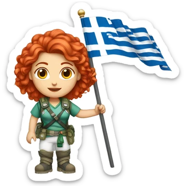 a red hair female on everest with greek flag sticker