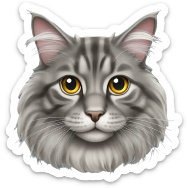 grey maine coon cat sticker
