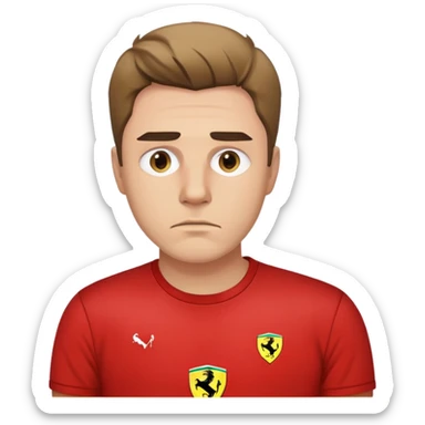 depressed man wearing a Ferrari t-shirt sticker