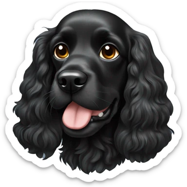 Black cocker spaniel long hair on the head  sticker