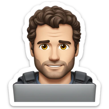 henry cavill using a laptop sticker