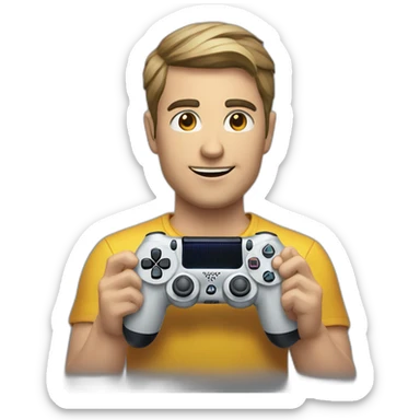 Homme avec une manette ps4 sticker
