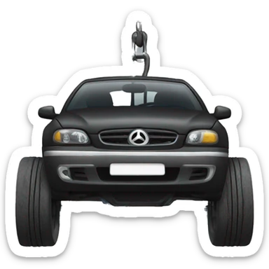 Black mechanic under a car on a lift sticker