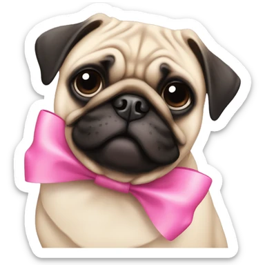 Pug with pink bow sticker