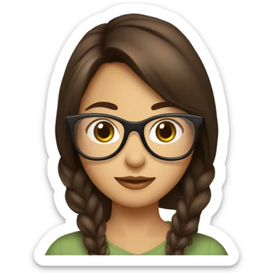 Fille brune au yeux verts avec des lunettes écailles marron sticker