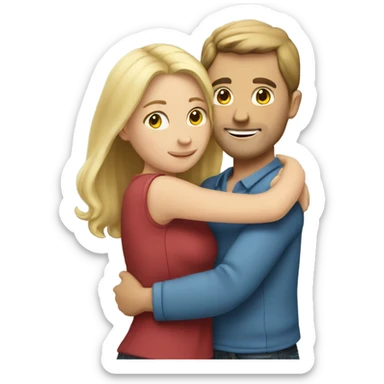 caucasian couple hugging  sticker