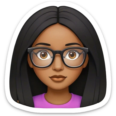 Afrolatina with square thick rimmed glasses and thin long black straight hair sticker